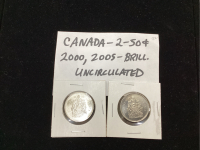 2 CANADA FIFTY CENT COINS - 2000 + 2005