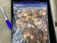 BAG WITH APPROXIMATELY 257 PENNIES