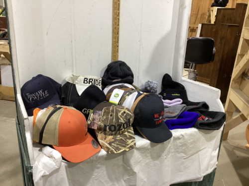 BOXFUL OF BASEBALL CAPS & TOQUES (NEW)