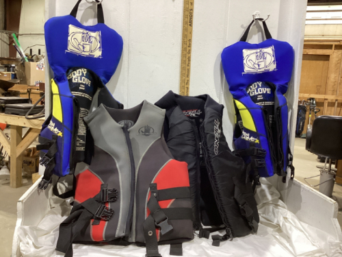 (4) LIFE JACKETS - 2 ADULTS, (2) KIDS