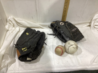 (2) LEATHER BALL GLOVES - WILSON & WORTH