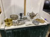 SILVERPLATE ITEMS & ONE BRASS VASE, BUTTER KNIVES