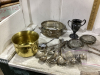 SILVERPLATE ITEMS & ONE BRASS VASE, BUTTER KNIVES - 2