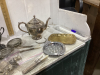 SILVERPLATE ITEMS & ONE BRASS VASE, BUTTER KNIVES - 3