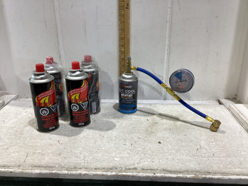 (4) BOTTLES OF BUTANE & AC COOL REFIGERANT