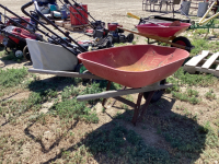 RED METAL WHEELBARROW