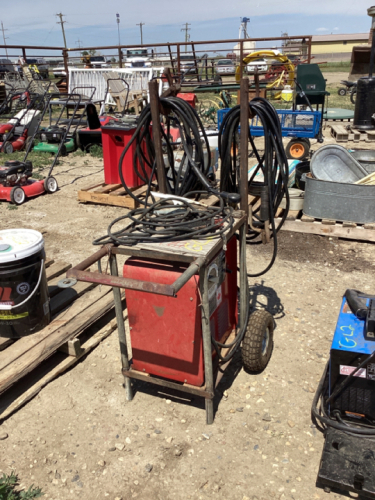 LINCOLN WELDER W/CABLES - “LINC ELECTRIC” ON HOMEBUILT CART