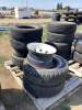 PALLET WITH (6) TIRES - 14& 15” and ONE RIM