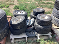 PALLET OF LAWN MOWER TIRES, ALL ON RIMS