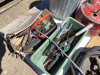 PALLET W/ GARDENING TOOLS, OIL DRAIN PAN , CLEVIS - 3