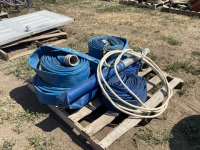 PALLET WITH 3” LAY FLAT HOSE AND ELECTRICAL WIRE