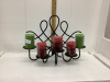 METAL CANDLE HOLDER W/ 5 NEW CANDLES