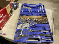 2 PIECES- PARTIAL WRENCH SET AND BOX OF WRENCHES