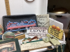 GOOD TOTE W/ DECOR ITEMS- LAST SUPPER - PLASTER, WOOD ITEMS, PAY MASTER - 2