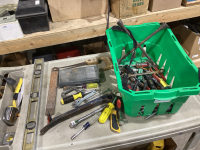 GREEN TOTE WITH ASSORTED TOOLS