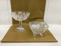 (2) - PIECES PINWHEEL CRYSTAL CANDY DISHES