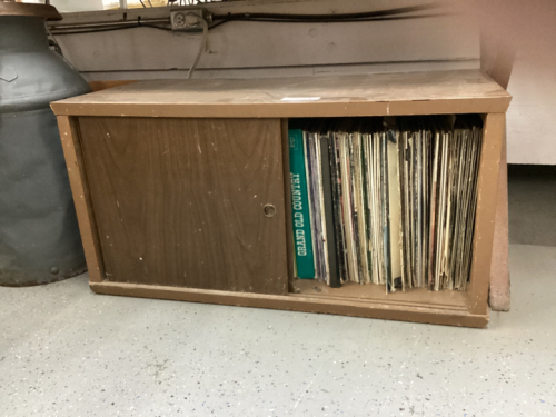 RECORD CABINET W/ LOTS OF RECORDS