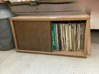 RECORD CABINET W/ LOTS OF RECORDS