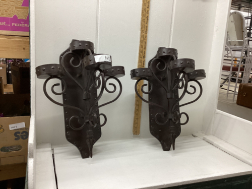 (2) METAL WALL MOUNT CANDLE HOLDERS