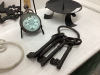 BOX W/ CAST DECOR ITEMS - KEYS, COMPASS/CLOCK, CHERUB HANGER, TOWEL HOLDER - 2