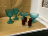 BLUE DESSERT DISHES & DRINKING GLASSES - (4) OF EACH - 2