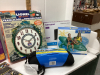 BOX W/ GAMES, WATER TOY, LIONEL TRAIN CLOCK, HEADREST, MINI DIGITAL CAMERA - 2