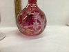 (2) PINK GLASS PIECES - VASE & WINE DECANTER - 3