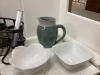 (2) BOXES W/ MISC HOUSESHOLD ITEMS - PICNIC UTENSIL HOLDER, POTTERY JUG, SMALL BOWLS, ETC - 2