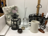 (2) BOXES W/ MISC HOUSESHOLD ITEMS - PICNIC UTENSIL HOLDER, POTTERY JUG, SMALL BOWLS, ETC - 3