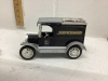 (3) COLLECTIBLE ITEMS - ERTL JD 1913 MODEL T VAN MONEY BANK, 1957 CORVETTE CAR, ROUGHRIDERS MINI HELMET - 2