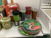 (2) BOXES W/VARIETY OF TINS, TOILET ROLL HOLDER, PLASTIC PLATES, GO CUPS - 2