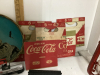 BOX W/ LANTERN, COCA COLA CARDBOARD BOXES, TIN TRAYS, - 2