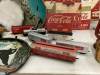 BOX W/ LANTERN, COCA COLA CARDBOARD BOXES, TIN TRAYS, - 3