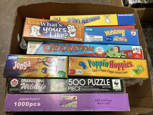 BOX OF GAMES & PUZZLES