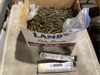 BOX OF NAILS, HARDWARE, 2 FUEL CELLS FOR PASLODE NAILER