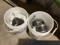 2 PAILS WITH PVC + ABS FITTINGS