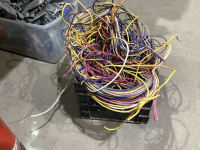 CRATE WITH ASSORTED ELECTICAL WIRE PIECES