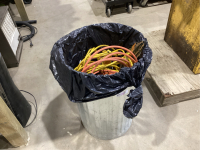 METAL GARBAGE CAN W/TROUBLE LIGHT + EXTENSION CORDS