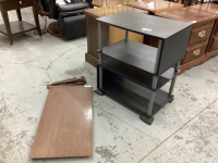 (2) PIECES - (1) COFFEE TABLE, (1) BLACK SHELF UNIT