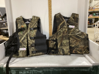 (2) CAMO LIFE JACKETS - ADULT & COLEMAN COOLER