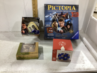 BOX W/ GAMES - HARRY POTTER, 3D TIC-TAC-TOE, BAMBOO MULTI GAMES