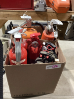 BOX OF ASSORTED FIRE EXTINGUISHERS