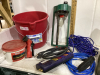 RUBBER BOOTS, BUCKET, SPRINKLER, EXT. CORD, POWERBAR, NYLONG ROPE - 2