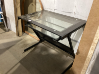 GLASS TOP DESK WITH KEYBOARD TRAY