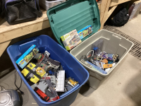 (2) BINS W/MODEL TRAIN SUPPLIES & MODEL AIRPLANES