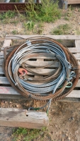 Pallet of sewer, snake extension and cables with hooks and eyes