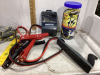 BOX W/ BUNGEE CORDS, HAND TOOLS, BOOSTER CABLES, 4-WAY HOSE MANIFOLD, - 3