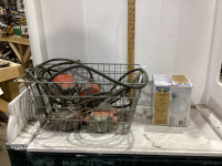 WIRE BASKET W/JUNCTION BOXES & FLUSH MOUNT LIGHT