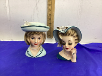 (2) VINTAGE HEAD VASES - PRETTY LADIES