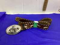 LEATHER BELT W/INDIGENOUS BUCKLE